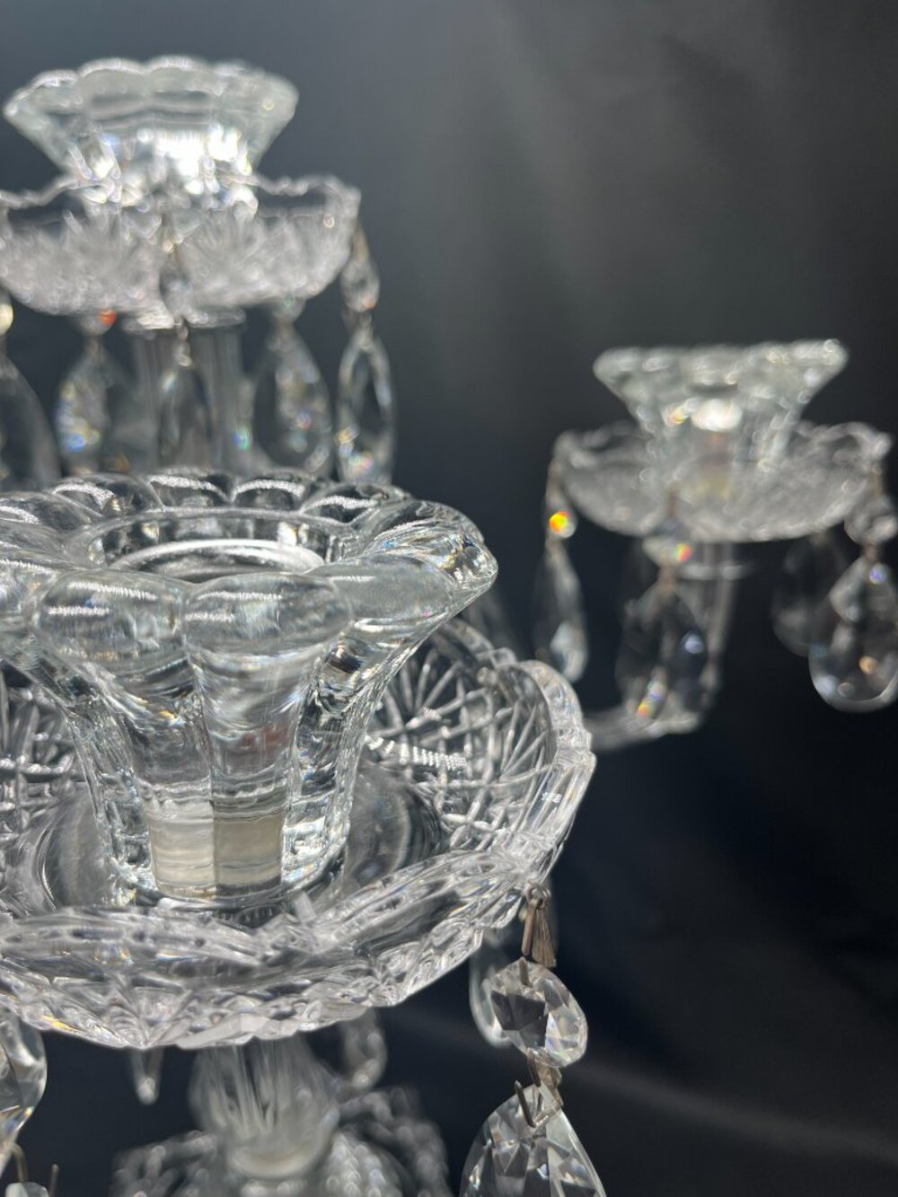 Romanian Ornate Fine Crystal Candelabra - Picture 11 of 11